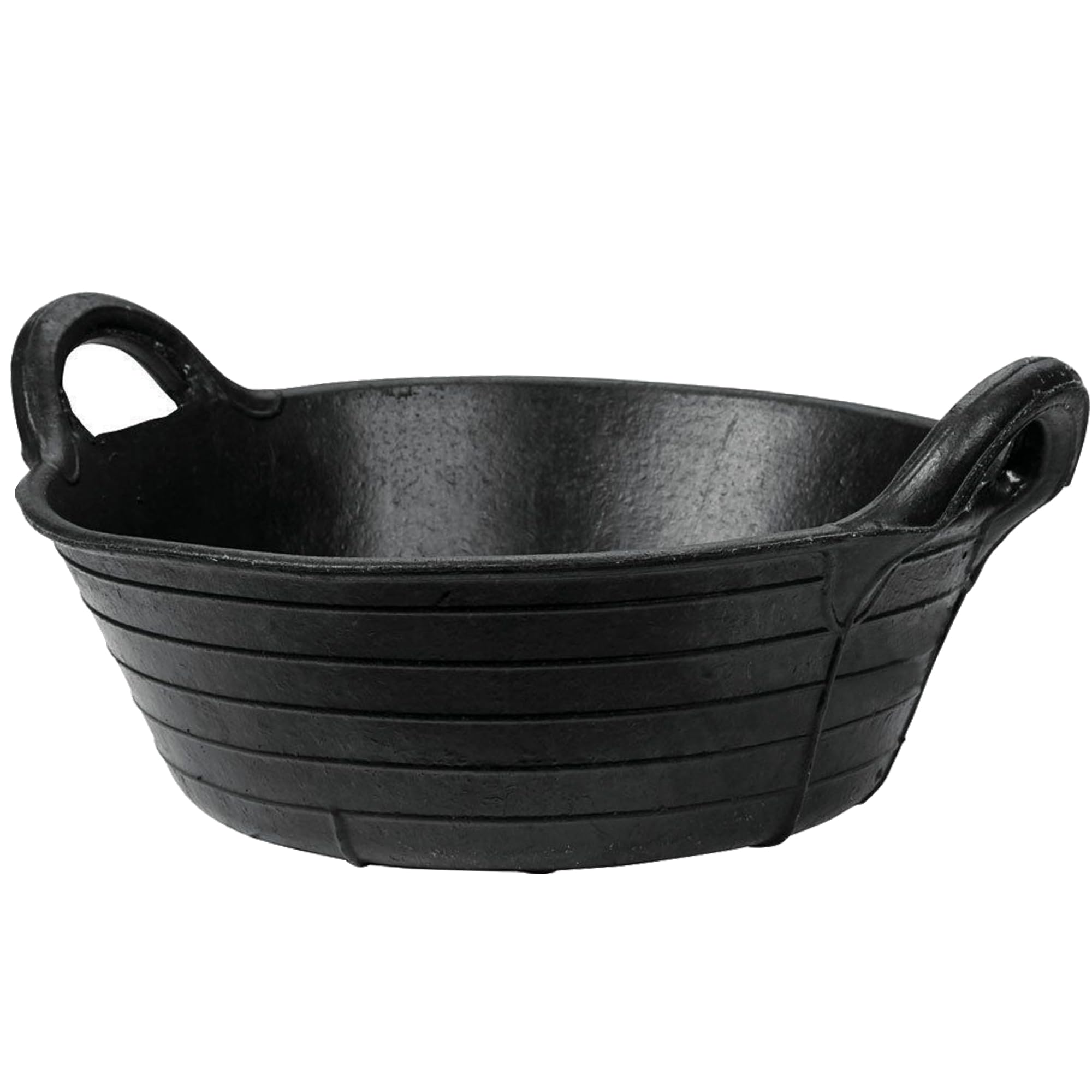 Ketoplastics Black Flexible Rubber Skip Feed Bucket Feeder Trough With Integrated Handles - 11L