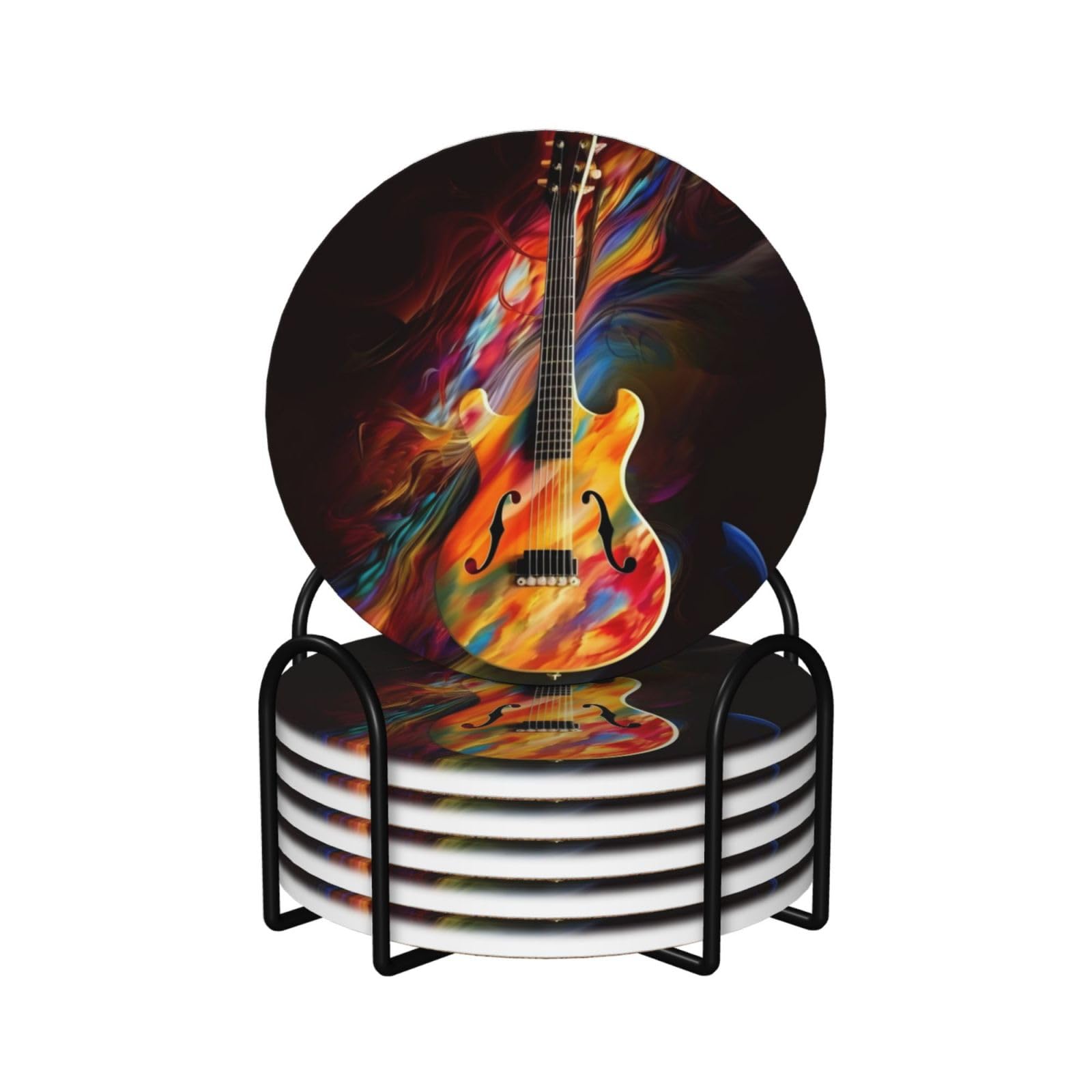 Dessous de verre en céramique guitare lot de 6 en liège pour déco de maison