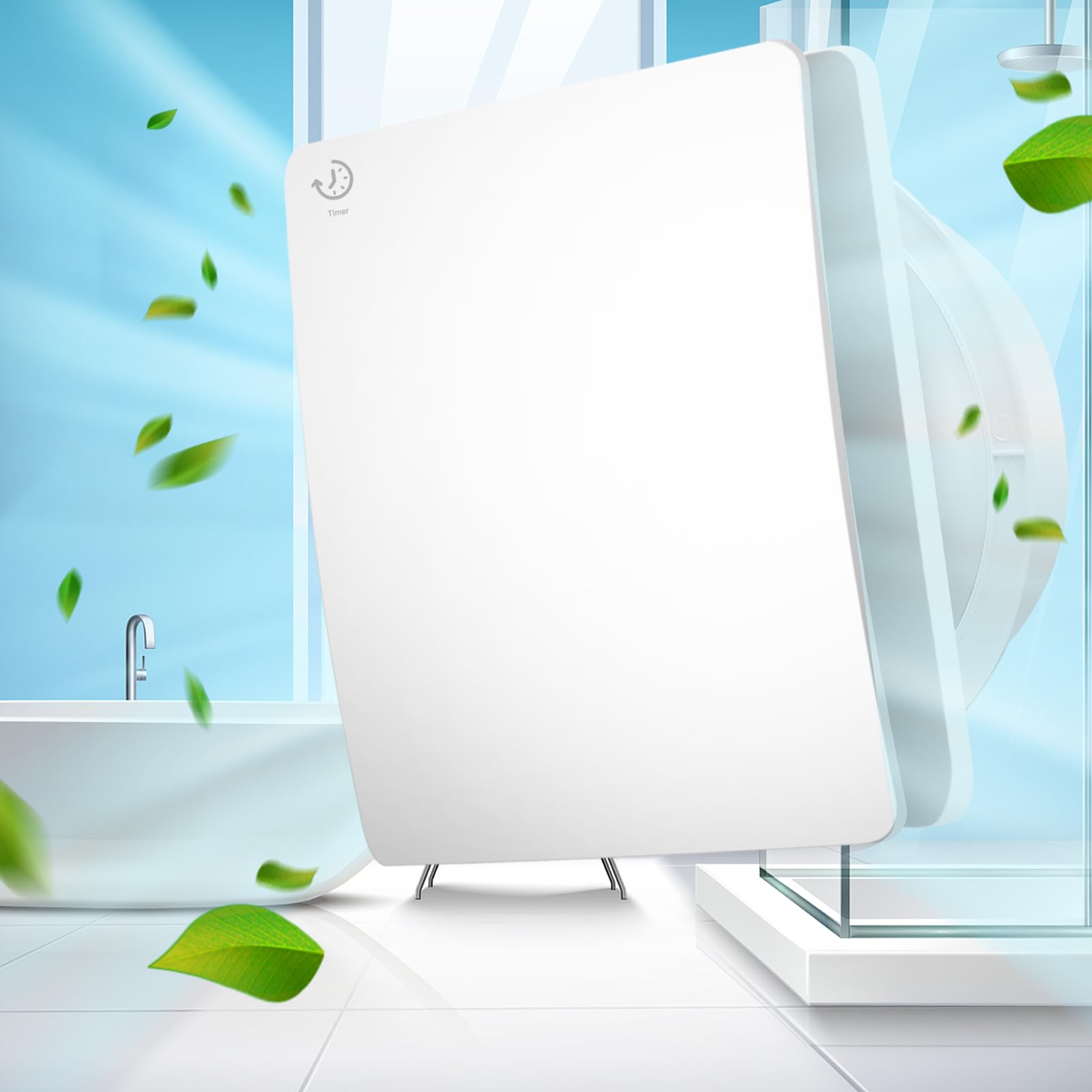 100 mm Ventilador Extractor de Baño con Temporizador de 5 y Retardo Automático - Ventilador de Baño/Cocina Silencioso 95m³/h, 12W, 34dB con Tapa Antirretorno, Ideal para Aseos y Cuartos de Baño