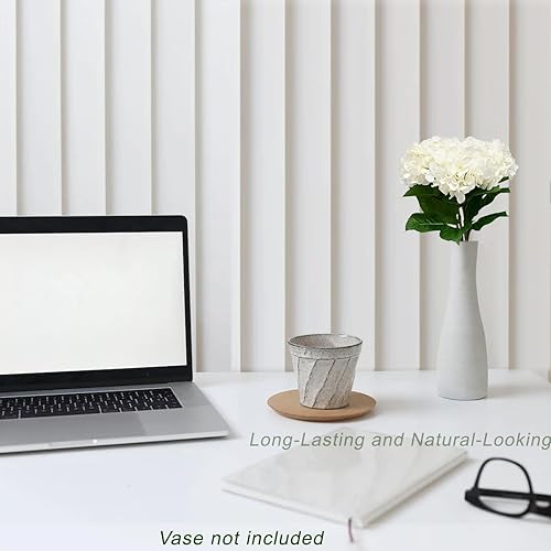 Miniatura 3 de Flores ArtificialesFalsasSintéticas - Hortensia Blanca 4 Piezas para Boda, Hogar, Fiesta, Restaurante