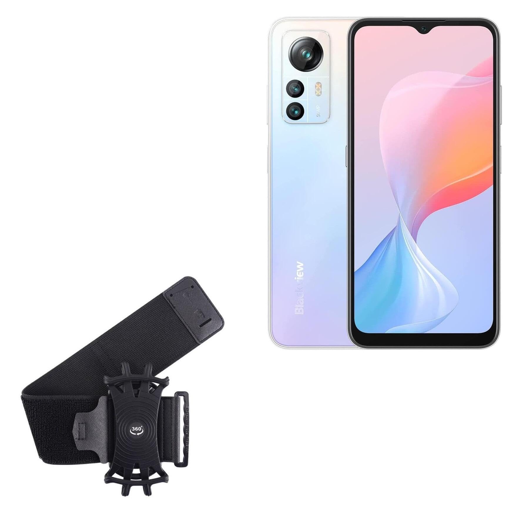 BoxWave Holster Compatible with Blackview A85 - ActiveStretch Sport Armband, Adjustable Armband for Workout and Running - Jet Black