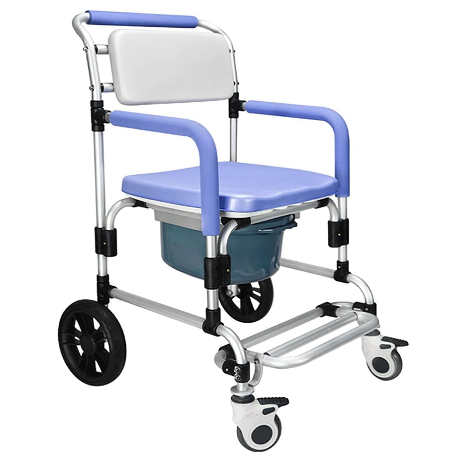 BHGFYXBS Mobile Commode Chair, Folding Toilet Seat Toilet Seat With Armrests And Backrest Wheelchair With Casters Shower Chair Walker Aluminum,C,C,C
