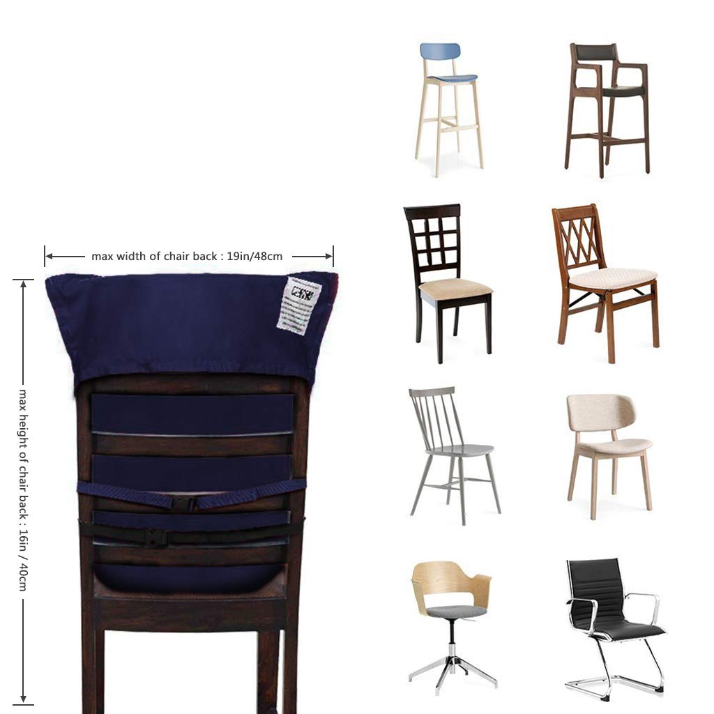 Vine Easy Seat Siège portable de voyage pour chaise haute, siège réglable, sécurisé et lavable | pour tout-petits | Tissu pratique, tient dans votre sac à main - Bleu Foncé