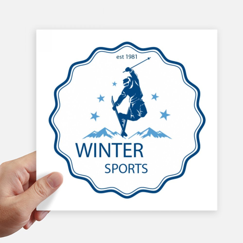 Sticker ski aquarelle 20x20 cm lot de 4 stickers carrés pour customiser mur et valise