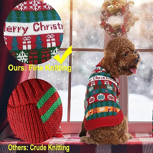 Fiyade Dog Sweater Christmas Jumper, Xmas Coat for Dogs Cat Soft Knitwear Pullover Winter Dog Coat - Image 3