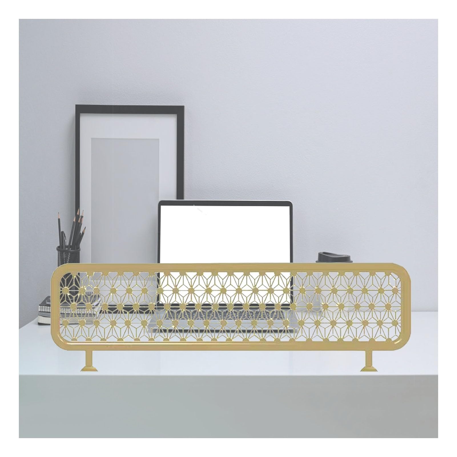 KLGFBDC Customizable Gold Iron Art Partition Divider for Dining Areas & Restaurant Countertops – Decorative Screen (11.8x39.4in) for Stylish Space Separation