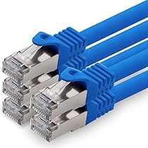 1aTTack.de 0,5m – blu – 5 pezzi – CAT.7 Cavi di Rete (Set) CAT7-10000 MBit, s S-FTP doppia schermatura PIMF 600MHz 4x2xAWG26 ,  7 CU rame non contiene alogeni compatibile con CAT5e CAT6 CAT 6a Cat8
