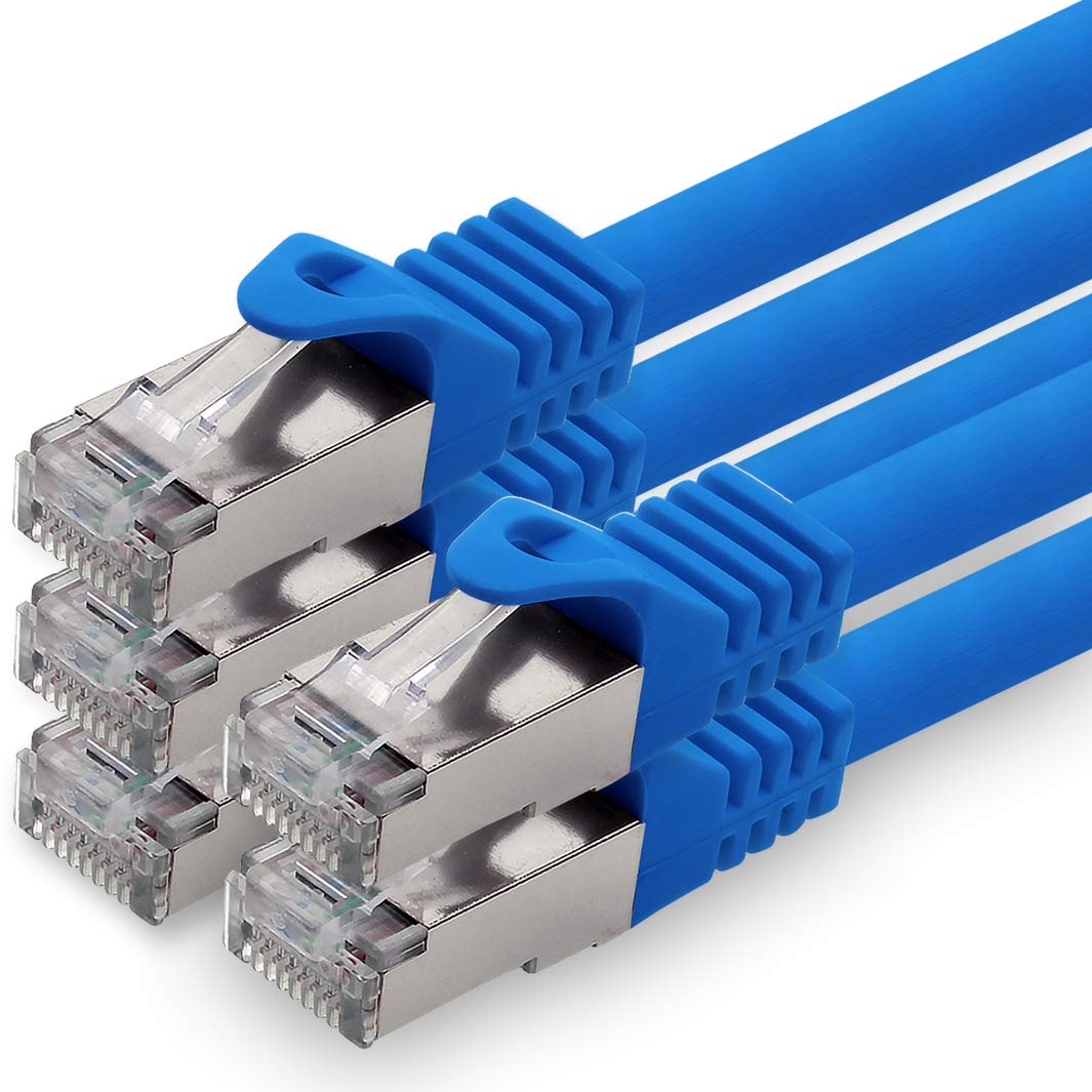 1aTTack.de 10m - blau - 5 Stück CAT.7 Netzwerkkabel Patchkabel SFTP PIMF LSZH Gigabit Lan Kabel 10Gb s cat7 Rohkabel mitRJ45 Stecker Cat6a kompatibel zu CAT5 CAT6 cat7 cat8