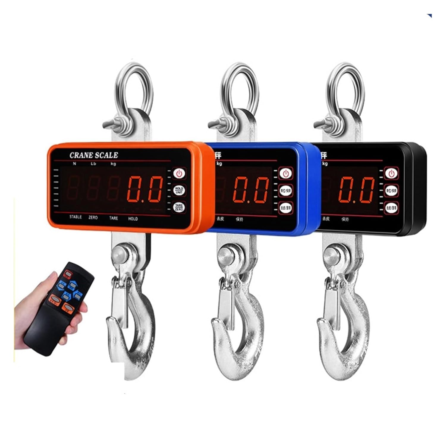Crane Scale, 1500kg/1000kg/500kg Digital Crane Scale Hanging with 65ft Remote Control Heavy Duty LED Industrial Weighing Hook Scales,Convenient Operation(1000KG Blue)