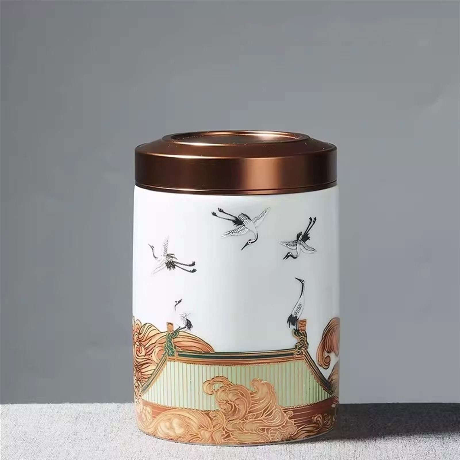 Pojemnik na herbatę żuraw wzór pojemnik na herbatę metalowa pokrywka zamknięty pojemnik Puerh czarna zielona herbata pudełko do przechowywania herbaty małe akcesoria do herbaty pojemnik na