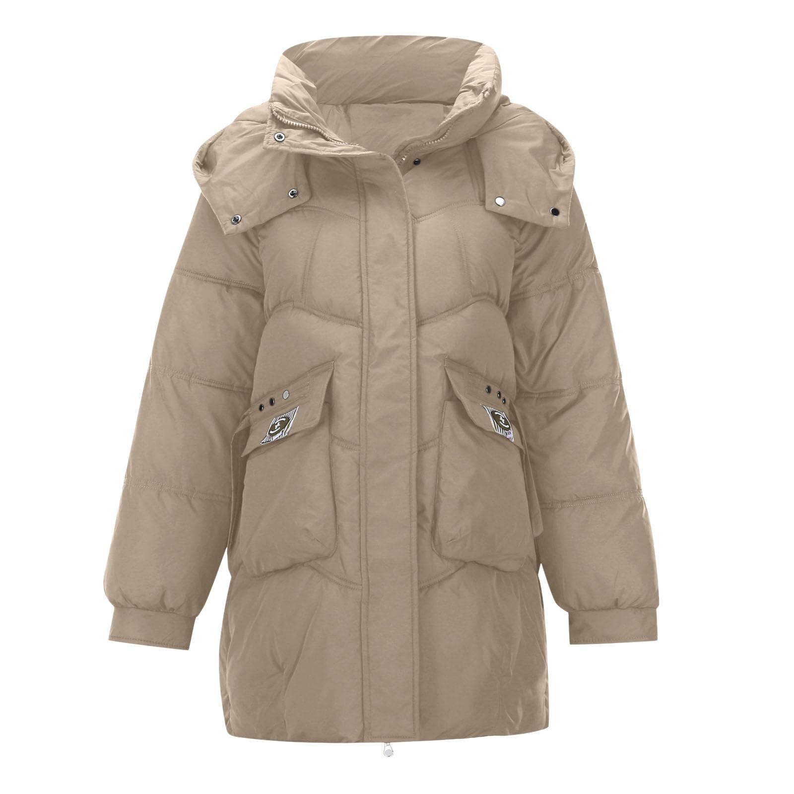 Genérico Chaquetas de invierno para mujer,Termica Parka Jacket ligero a prueba viento ligera color sólido con bolsillos acolchada en aspecto oversize nico Termica Plumíferos