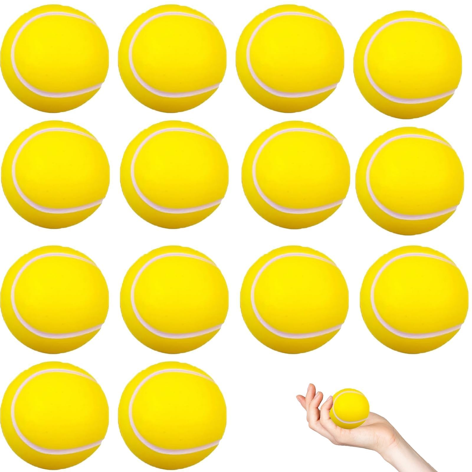iuiiaii 14 Pcs Soft Foam Tennis Balls for Teens 15+, Yellow Durable Stress Relief Balls, Suitable for Indoor Outdoor Play, Pet Training and Anxiety Relief ﻿