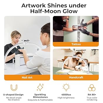 Janolia Half Moon Light for Nail Desk, 29In Nail Tech Lamp