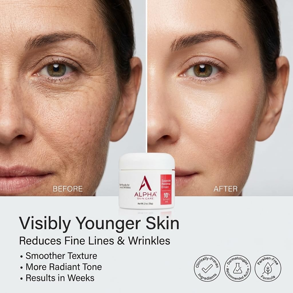 Alpha Skin Care Essential Renewal Cream, 10% Glycolic AHA, Anti-Aging Formula, Reduces Lines & Wrinkles, Alpha Hydroxy Acid Exfoliates for Smoother Skin, Normal, Sensitive or Dry Skin, 2 Oz - Image 2