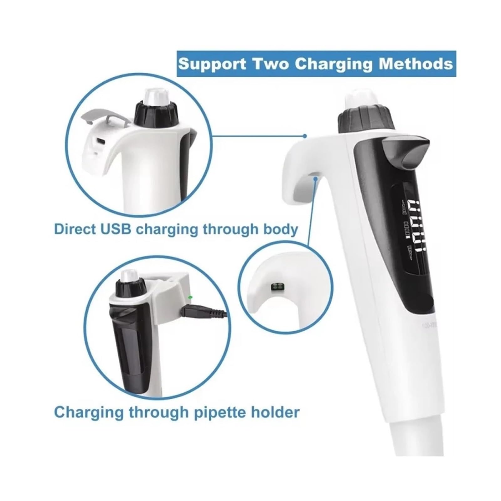 Pipette, Elektronische Pipette 0,5:1000ul Hochpräzise Einkanalpipette Mikroelektrisch einstellbare Laborpipette(DPette plus 0.5-10ul)