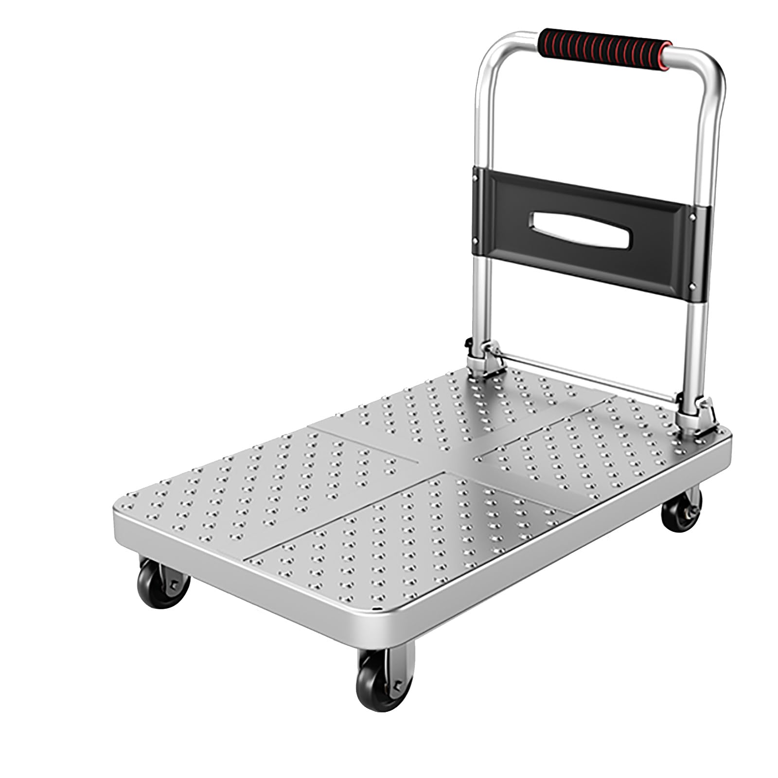 Carro de plataforma plegable resistente de 150 kg de capacidad, carrito utilitario con ruedas silenciosas, carrito de transporte multiusos para garaje, almacén y mudanzas