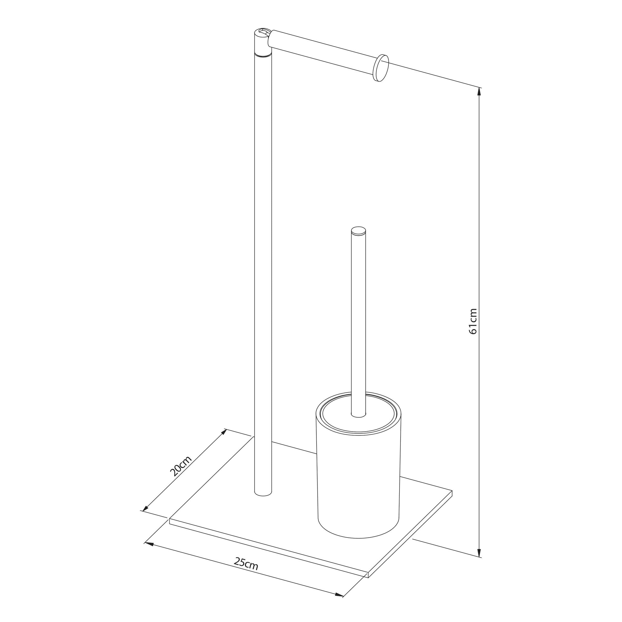 Sealskin Tube Stand WC-Garnitur 3 in 1, mit Toilettenpapierhalter und Toilettenbürste sowie Reserverollenhalter, freistehender Toilettenbutler aus Metall, Chrom