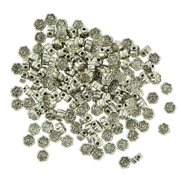 SNAPPSY 3x100 Pieces Tibetan Silver Rose Flower Engraved Spacer Beads Making 6x3mm-image-41