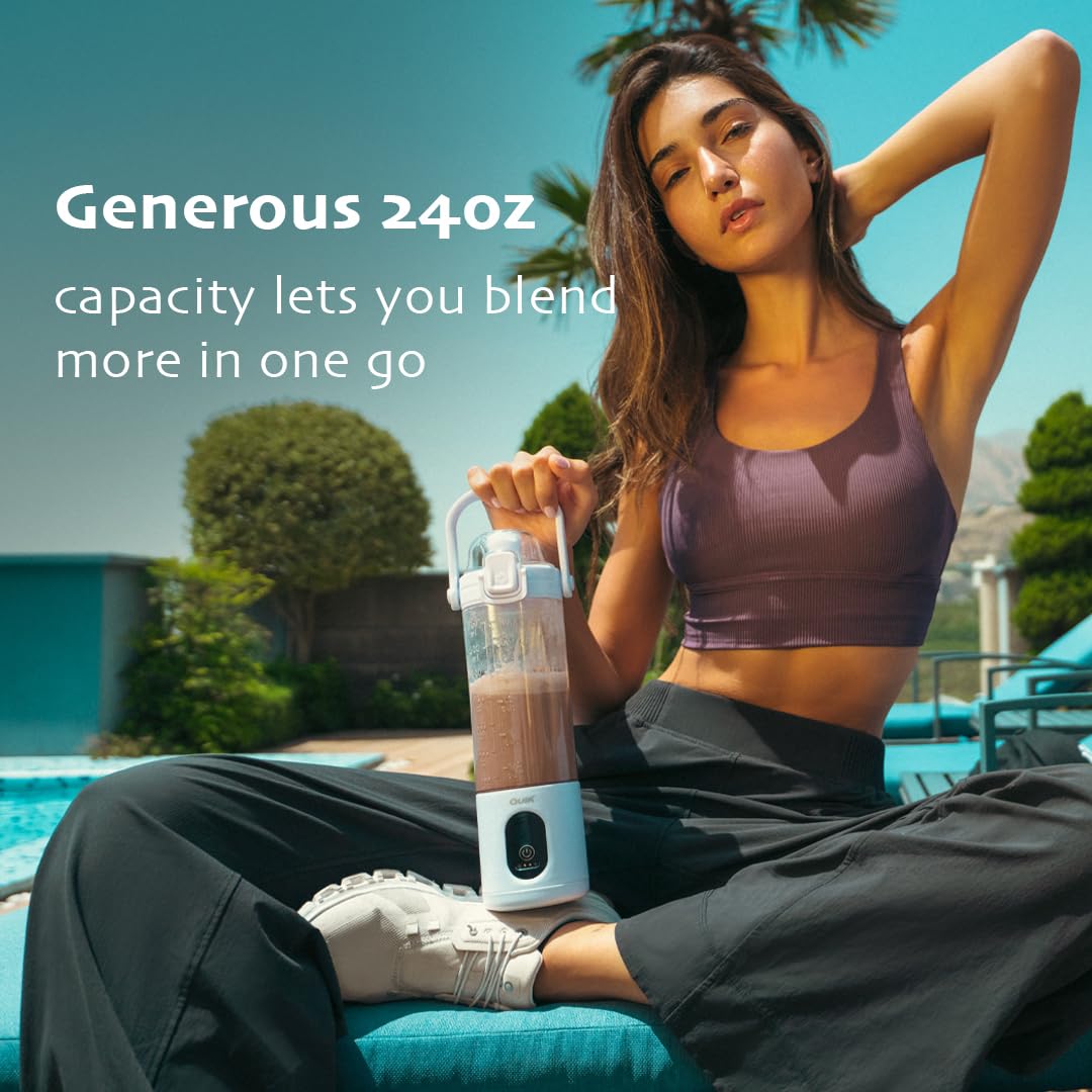 QUIK Mélangeur portable sans fil, 680,4 g, mélangeur personnel pour smoothies et smoothies, sans BPA, broyage de glace, passe au lave-vaisselle, étanche