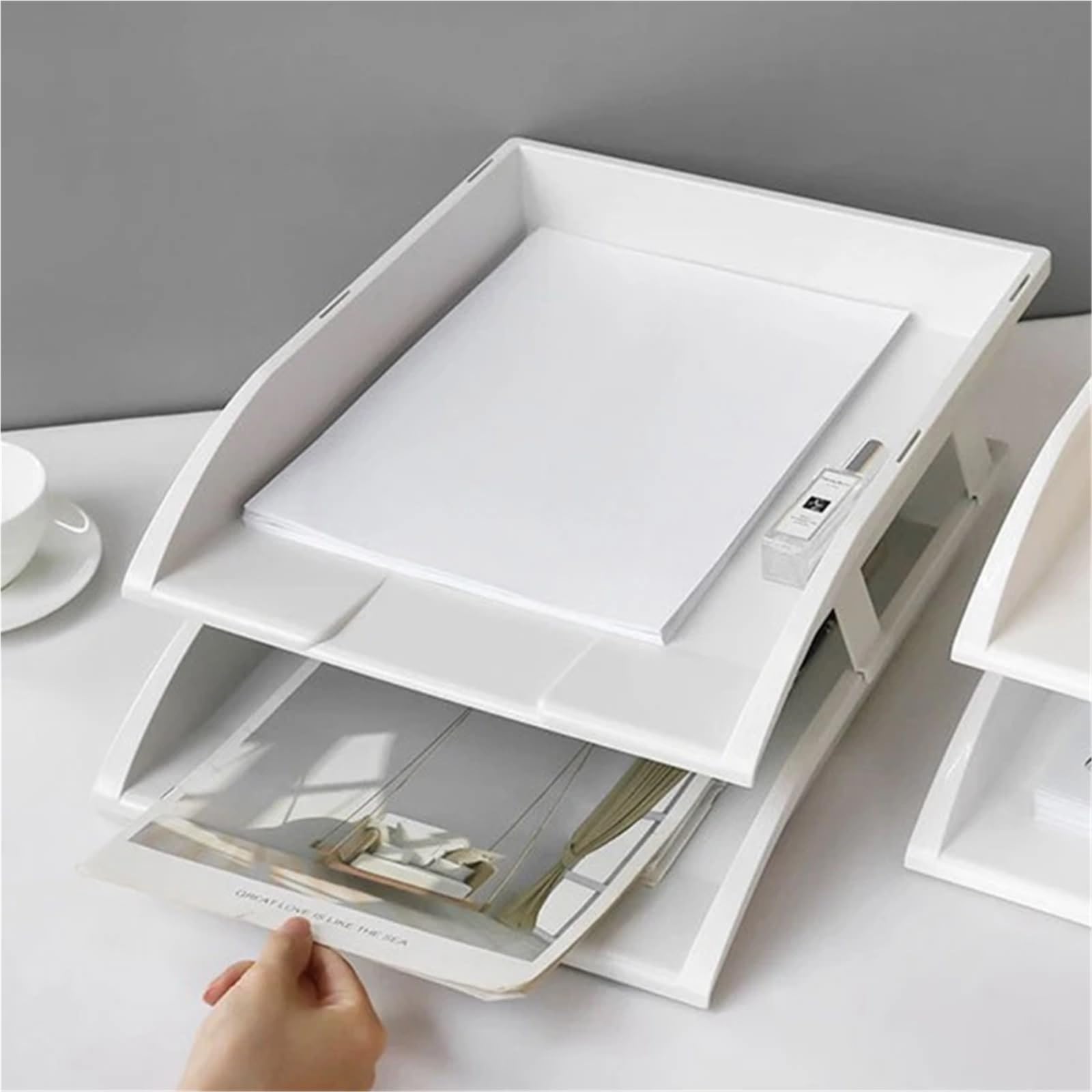 Portadocumenti da tavolo impilabile a 2/3 livelli, vassoio for lettere, organizer, portariviste, for riporre la carta, forniture for ufficio Per Ufficio(Two layers)