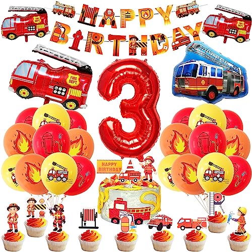 Feuerwehr Geburtstag Deko 3 Jahre 36 Stück Feuerwehrauto 3 Geburtstag Luftballon Kindergeburtstag Feuerwehrauto Deko Feuerwehrmann Geburtstagsdeko Geburtstagsdeko 3 Jahre Junge