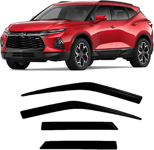 Deflectores de visera lateral con cinta adhesiva de color humo oscuro, protectores de lluvia compatibles con Chevrolet Blazer (cruzado) 2019-2023 LT
