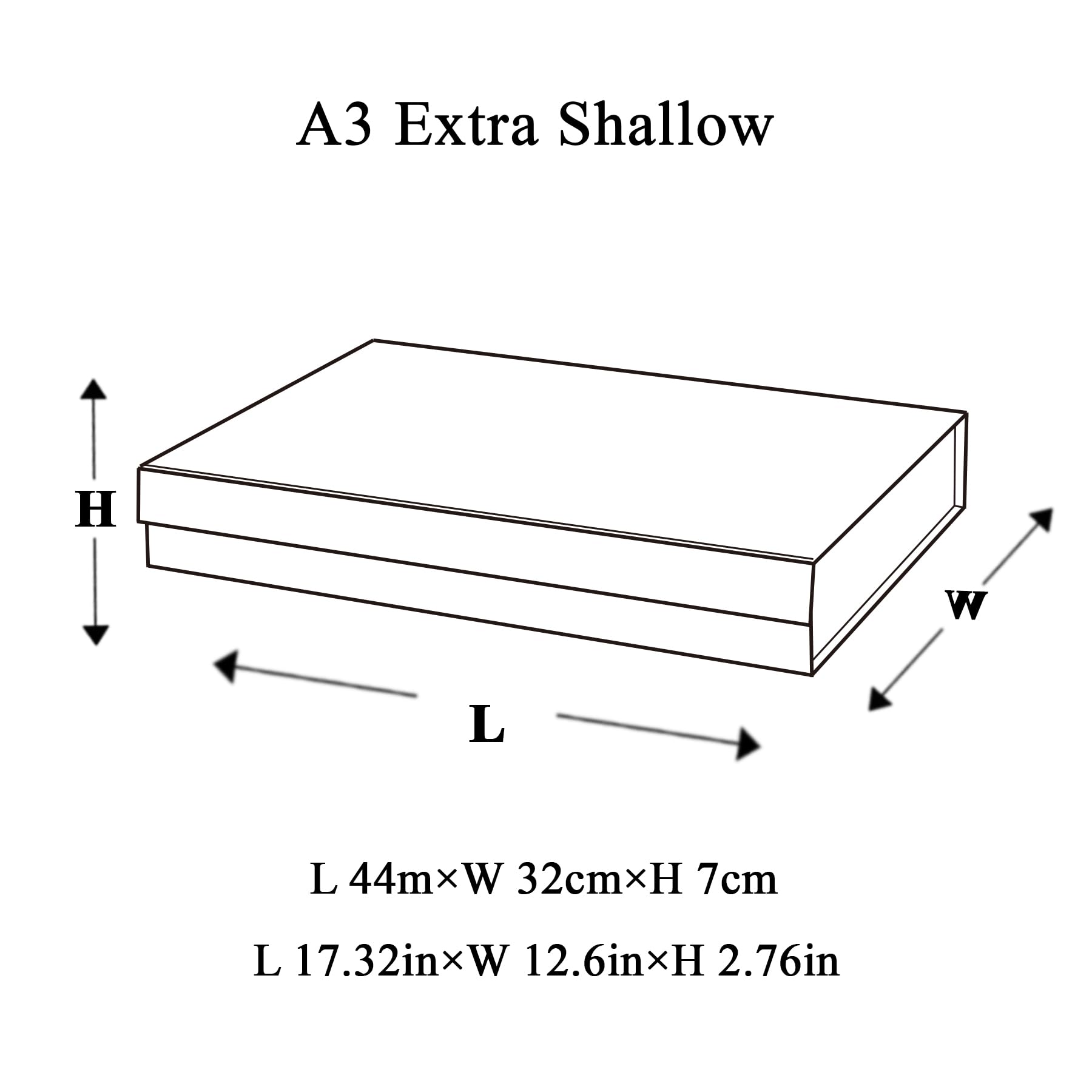 Geoto Boîtes cadeaux pliables A3 - 44 x 32 x 6 cm - Format A3 - Très peu profond - Fermeture magnétique - Pliable - Noir