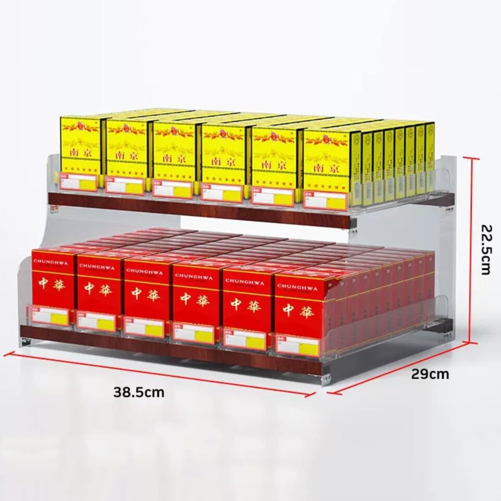 IBOWZ Acryl Riser Displayständer Acryl-Vitrine, 2-lagiges trapezförmiges Zigaretten-Display-Rack, transparente Drücker, tragbares Display-Rack-Lagerregal für Ladenhändler