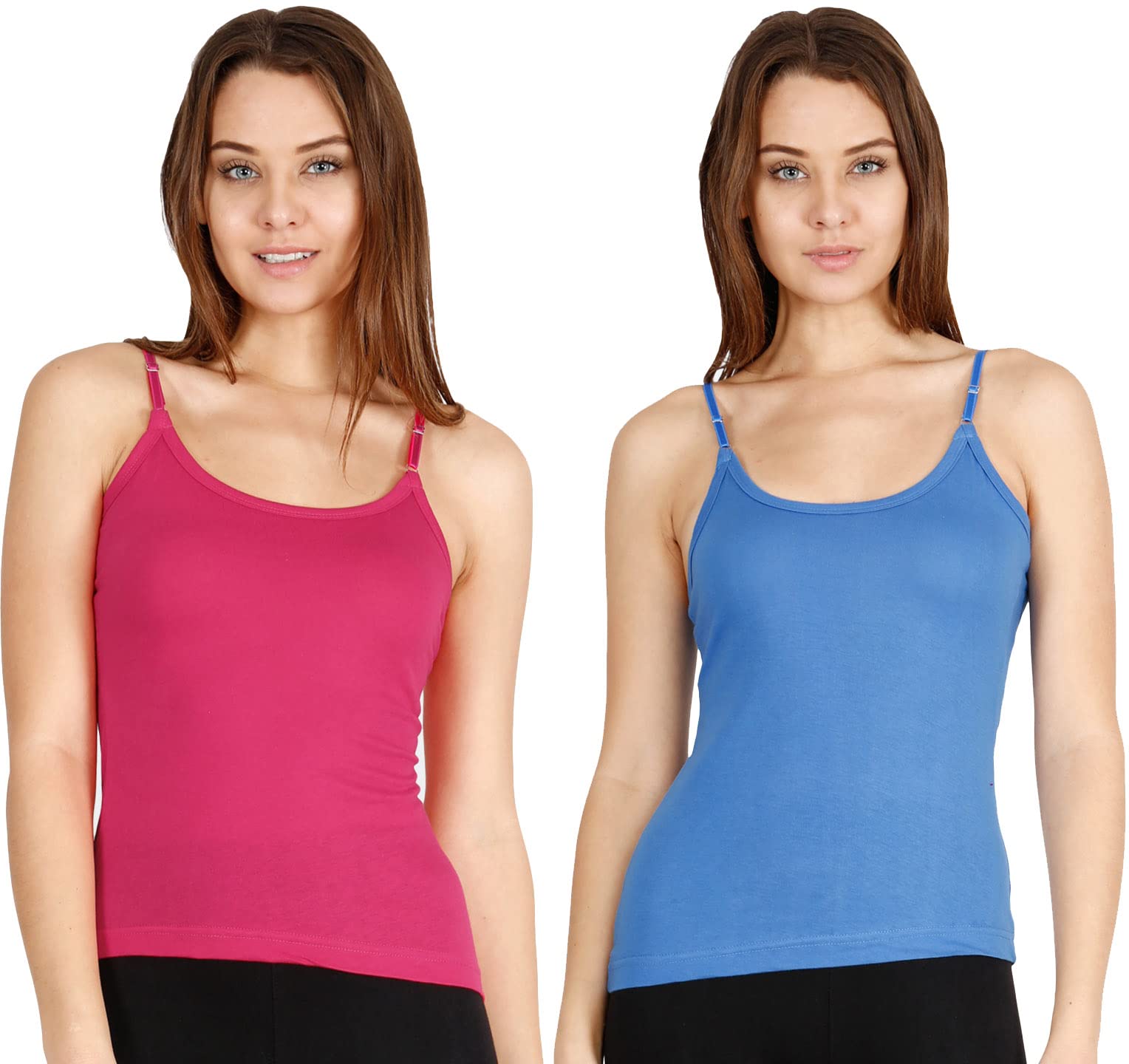 lux cozi Cotton Plain/Solid Women Fitted Camisole - Pack of 2 (Cozi-for-Her-Camisole-Assorted-90)-picture-25