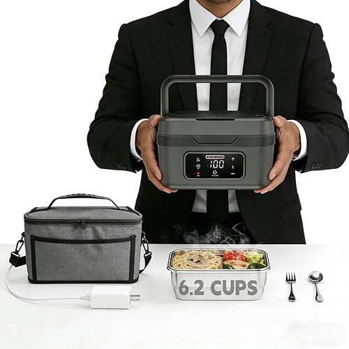 Miniatura 11 de Lonchera térmica – Fiambrera eléctrica para alimentos, calentador de alimentos portátil para el trabajo y los viajes, lonchera calentable caliente