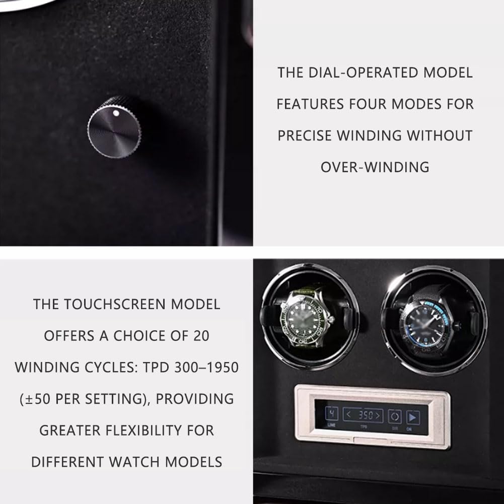 Relojero Automatico, Caja Relojes Automaticos Carbon Fibre Knobstyle | 4 Ranuras Tpd 300–1950 Led 6500 K Iluminación Extremadamente Silencioso Apagado Automático Cuando La Tapa Está Abierta