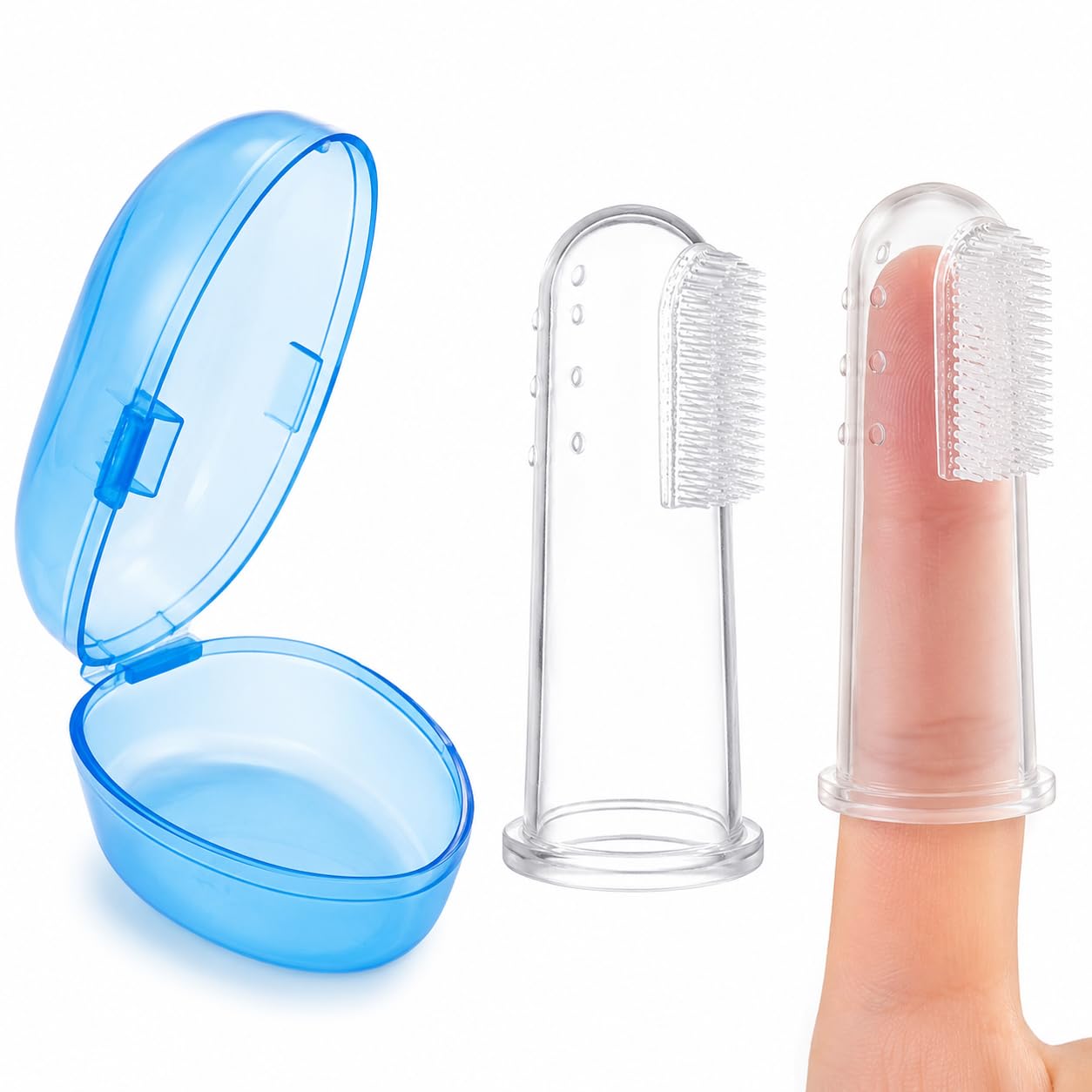 Baby Finger Toothbrush, Soft Silicone with Travel Case, BPA Free | Gentle on Gums, Finger Sleeve Design, Infant Oral Care, Non-Toxic Material, Hygienic Storage Case-image-48