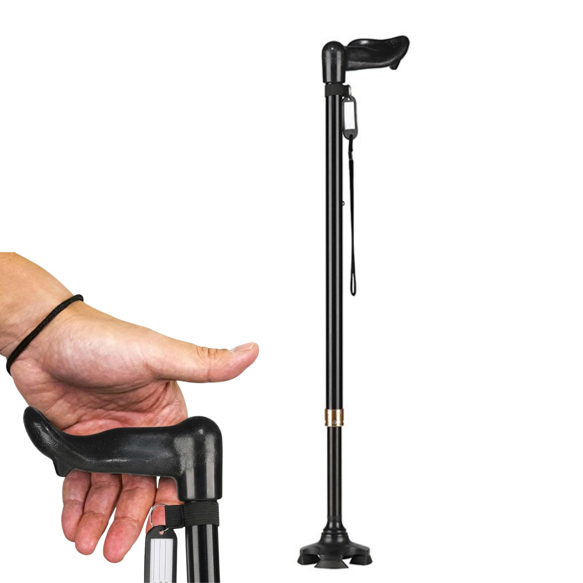 Bastón Plegable y Ajustable para Hombres y Mujeres – Ligero, con Mango Ergonómico y Bolsa de Viaje – Ideal para Personas Mayores y Adultos