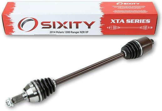 Sixity XTA Rear Left CV Axle for Polaris 1000 Ranger RZR XP 2014-4X4 | Complete axle assembly with a 4340 chrome-moly steel shaft, inboard and outboard CV joints, fully assembled