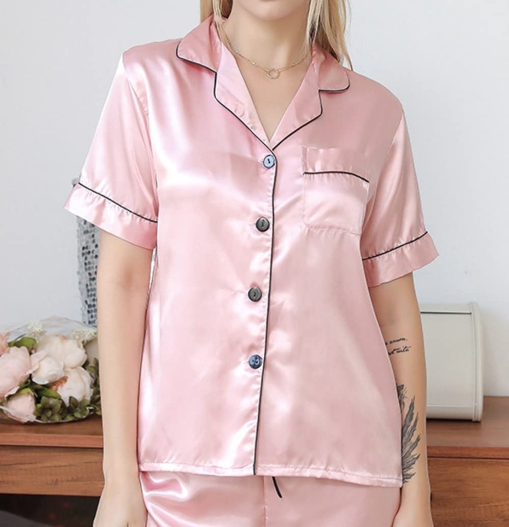 Donna Pigiama Estivo Due Pezzi,Pantaloncini A Maniche Corte A Pois Bianchi Pigiama Estivo da Donna Set da 2 Pezzi Pigiama Morbido alla Moda Loungewear Regalo per La Festa della Mamma per Moglie Fida