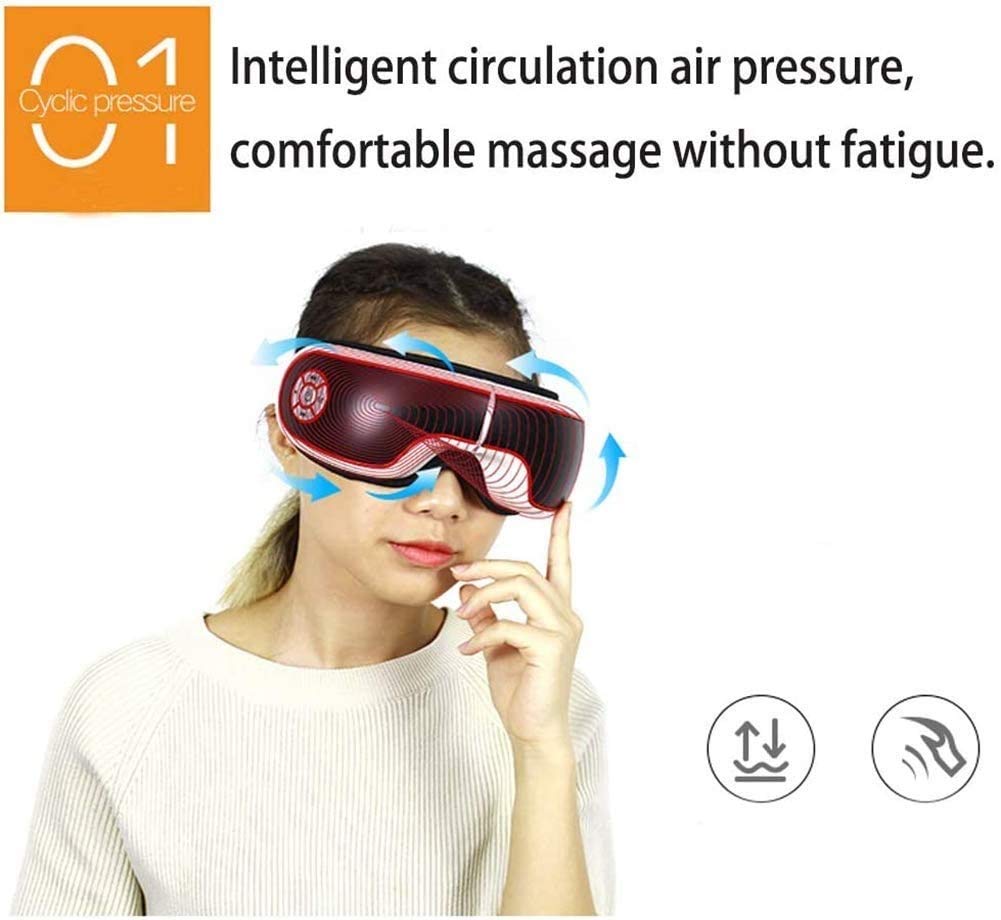 Massager de Ojos eléctricos con Calor, vibración, compresión de Aire, música, Ojo inalámbrico y masajeador del Templo para aliviar los Ojos Secos, la Fatiga Ocular, la Mejora de la circulación
