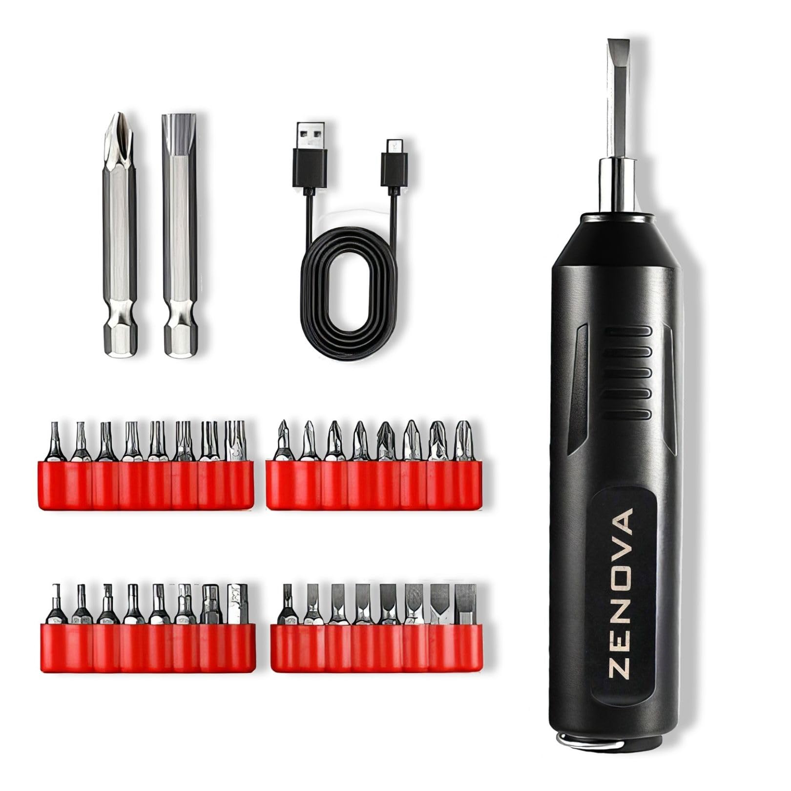 ZENOVA® 33-in-1 Cordless Electric Screwdriver 360 RPM, 1200mAh USB Rechargeable | Precision Power Tool for Industrial Factories, Home, DIY & Electronics Repair | Includes 2-Year Manufacturer Warranty