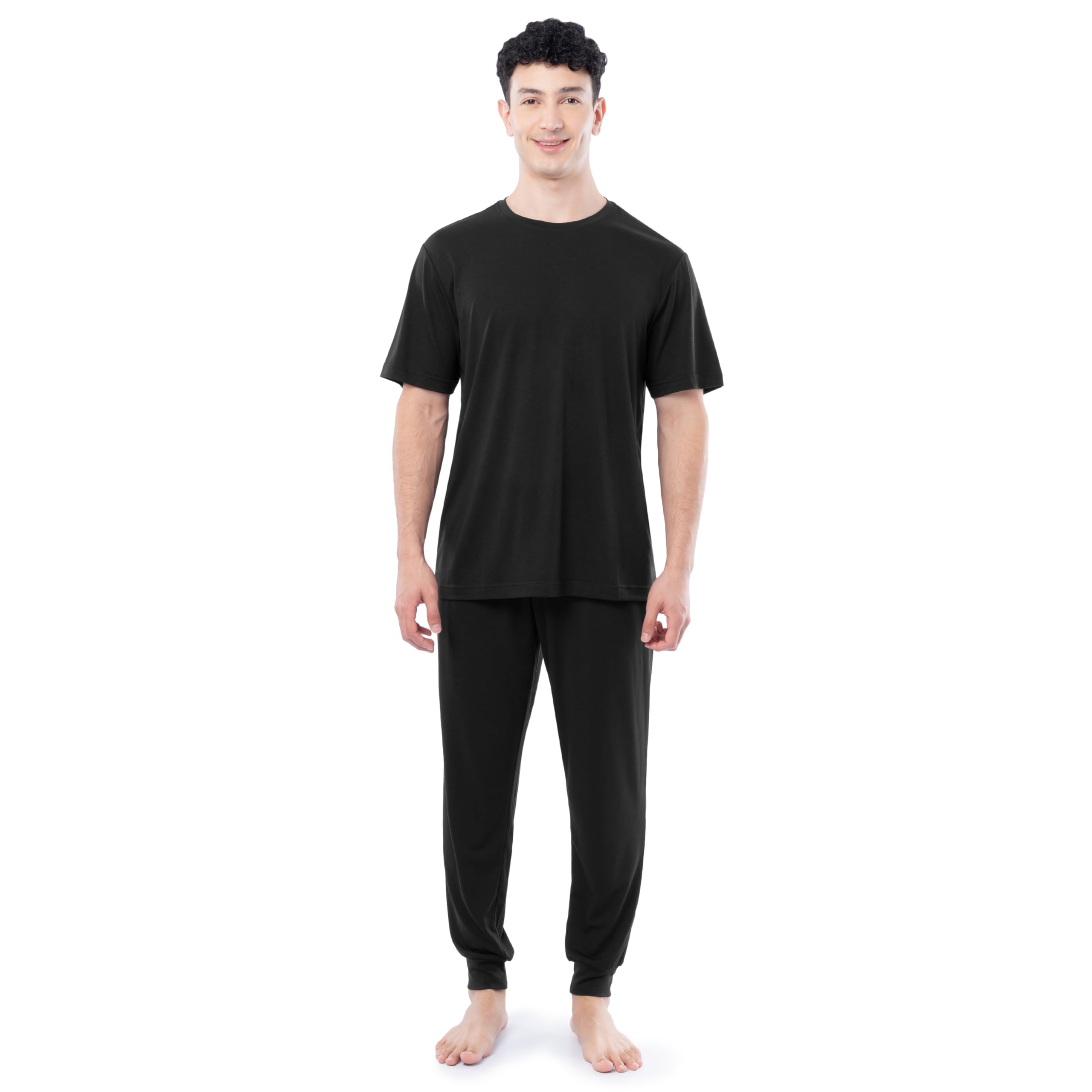 fruit of the loom Men's 360 Stretch Crewneck Top and Jogger Pant Sleep Pajama Set-picture-39