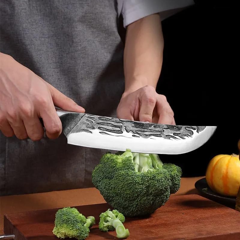 Meat Cleaver,Cleaver Knife 7.5 Inch Forged Kitchen Knives Full Tang Integrated Steel Shank Cleaver Chef Cutting Meat Fish Fruit Filleting Slicer Cooking Tool