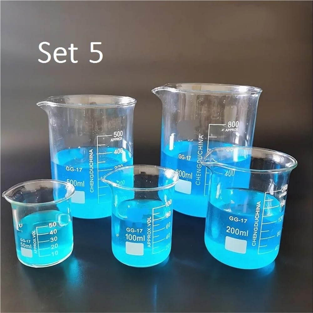 Set Labor Borsilikatglas-Becher 25Ml-800Ml Klar Mit Skalierung | Messbecher, experimentelle Laborausrüstung(5)