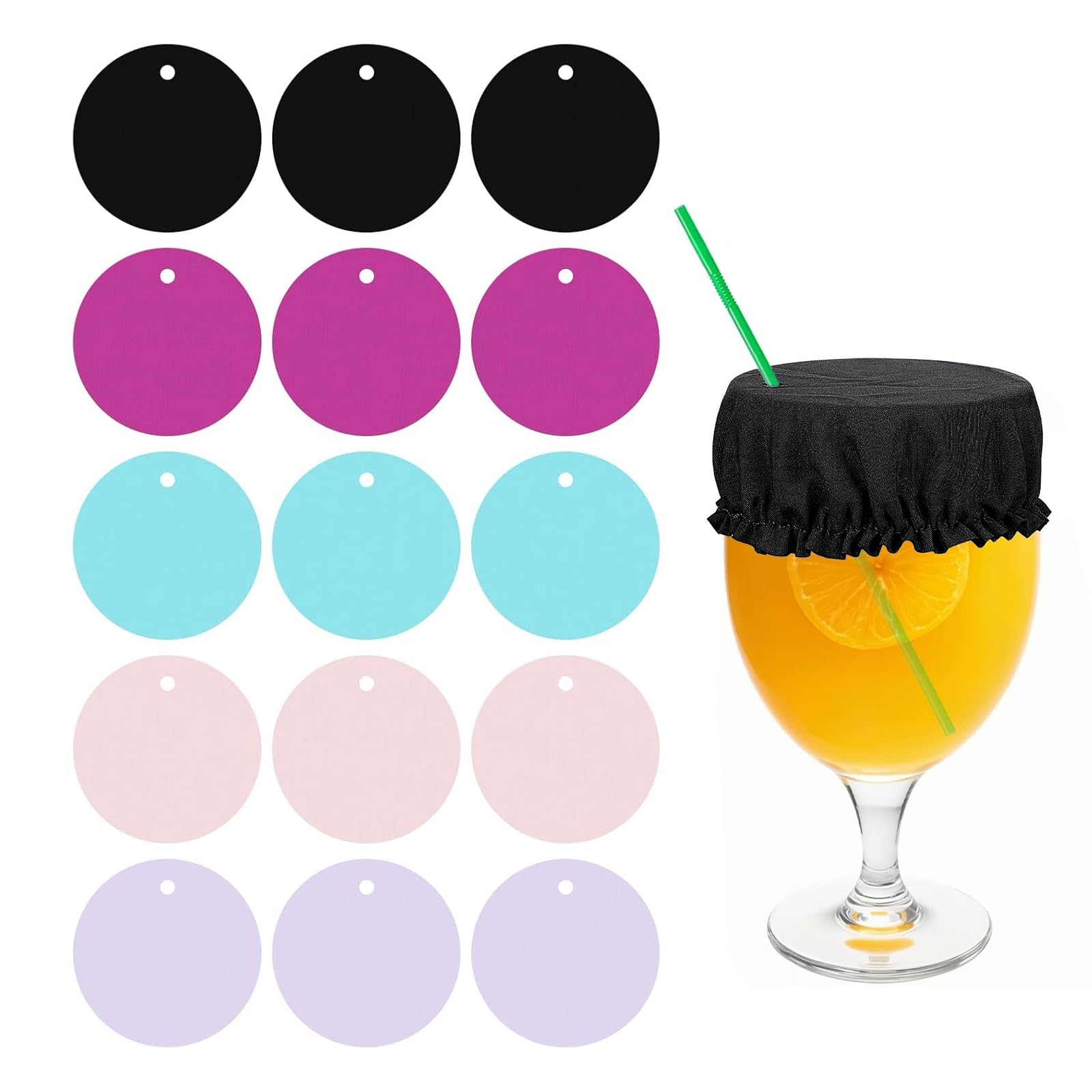 15 PCS Drink Covers Anti Spike Reusable Anti Spike Drink Covers Beverage Barricade with Straw Hole for Protecting Drinks Easy to Clean Suitable for Girls Ladies Party Club
