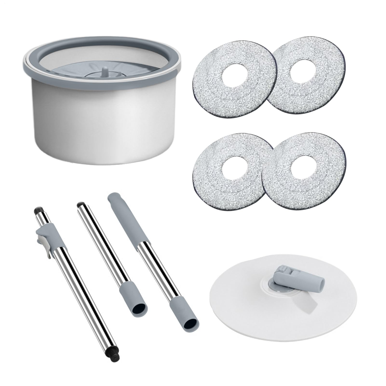 Fregona Con Cubo Compacto, Ligero, Doméstico, Limpieza | Kit Fregona Giratoria Con Cubo Individual Y Escurridor para Todo el Hogar, Suelos de Madera Noble, Mármol, Cocina, Baño y