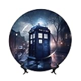 MACIUM Police Box Compact And Stylish Bone China Decorative Plate For Kitchen Dining Room Wine Cabinet 7in
