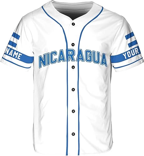 Miniatura 2 de AOVL - Camiseta de béisbol de Nicaragua personalizada, camiseta de béisbol de Nicaragua personalizada para hombres y mujeres, camisas nicaragüenses