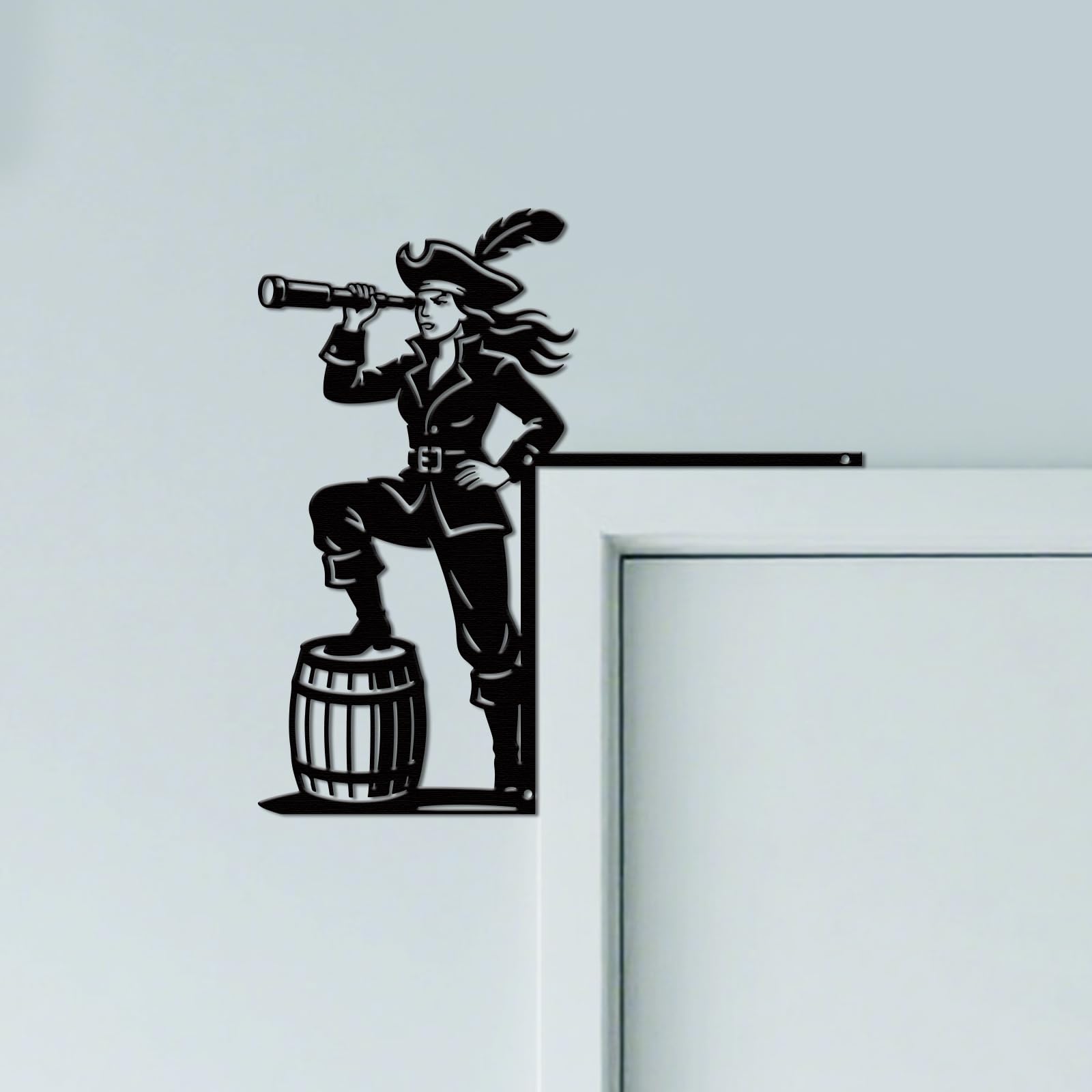 CUTHOLLOW Pirate Door Topper Sign Wall Art Decor, 9.8"x9.8" Double-sided Metal Unique Hanging Above Door Frame Corner Accent for Home Front Door Hallway Baseball Room Entryway — image 1