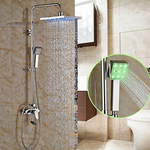 Robinet de baignoire douche de haute qualité avec grand ciel de pluie chromé à LED