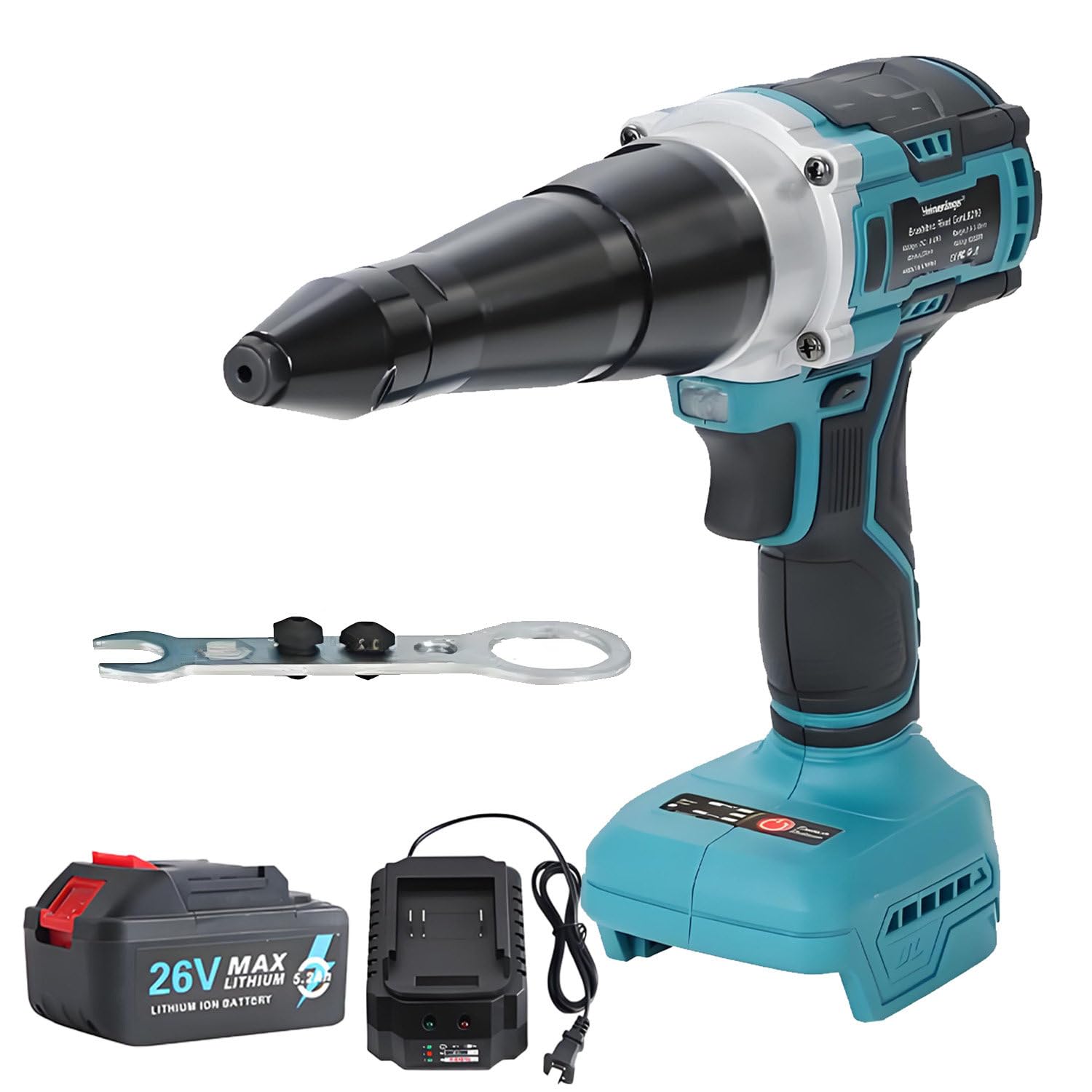 CelyToe 26V Brushless Cordless Rivet Gun, Electric Blind Riveter Tool Kit completeset