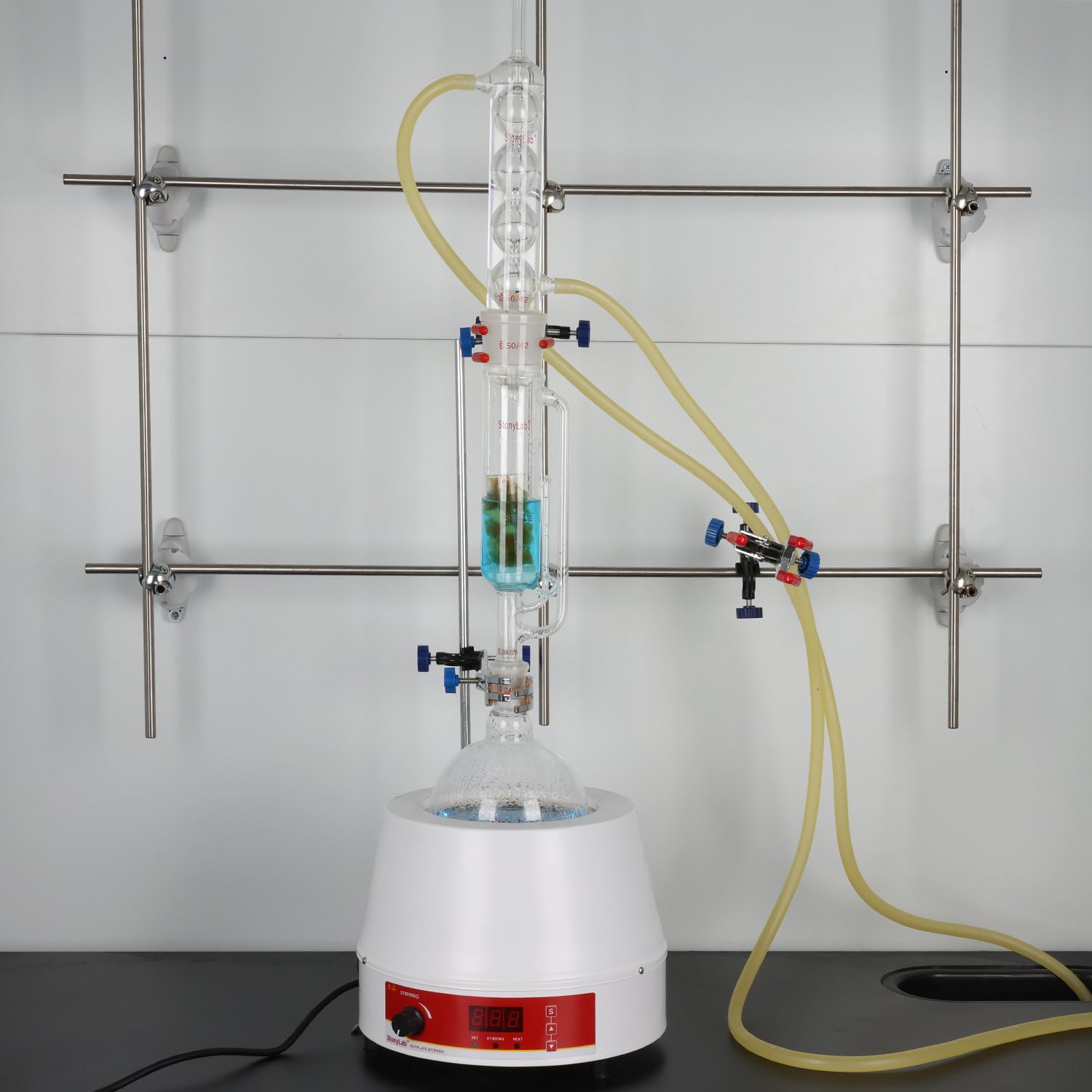 stonylab Extractor Soxhlet de Vidrio de Borosilicato, Junta Superior 45/40, Junta Inferior 24/40, Comúnmente Utilizado en la Extracción de Aceites Esenciales