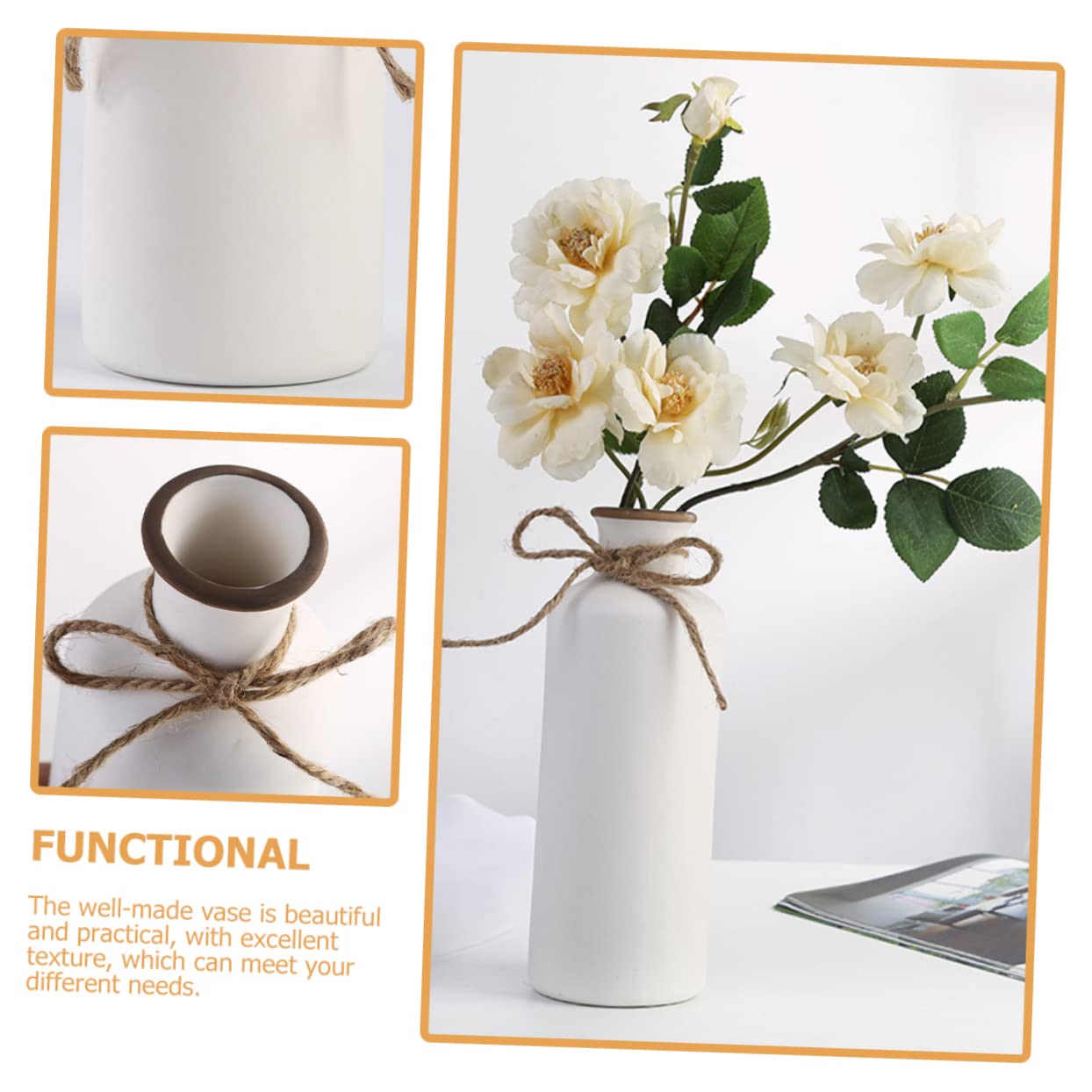 Set 3 Vasi in Ceramica per Fiori, Decorazione Semplice ed Elegante per Interni, Vasi Moderni per Arredamento Casa e Regalo