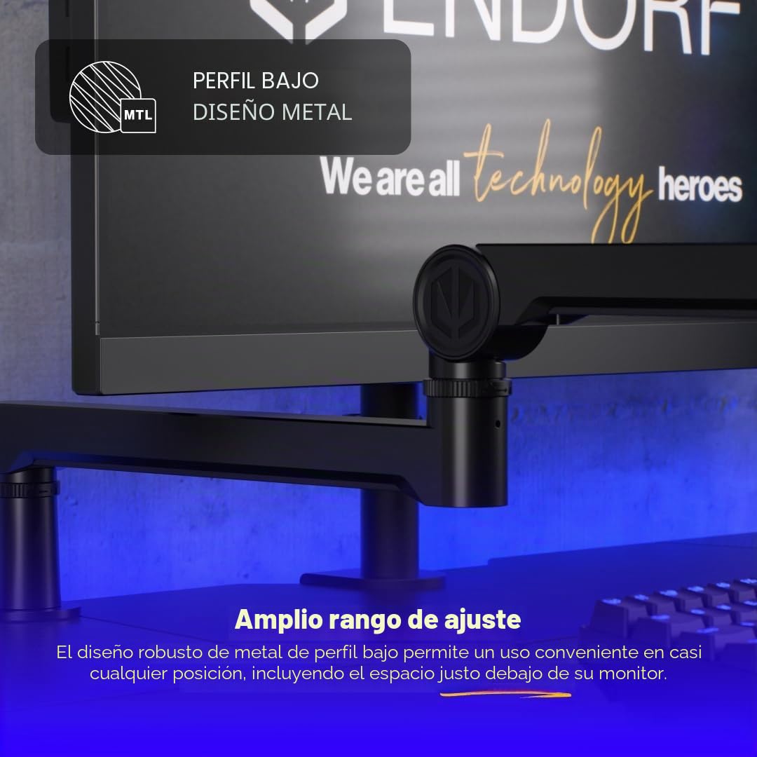 ENDORFY Broadcast Low Profile Boom Armor, micrófono premium de perfil bajo y brazo de luz con cable, giratorio 360 grados